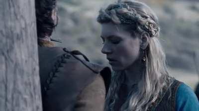 Katheryn Winnick Punches (1x1), Knees (1x2, 2x4), Squeezes (1x4, 2x4), Castrates (4x1) a Man in Vikings and Then a Behind the Scenes Shot of Her Kicking a Man and Then a Clip of Her Telling a Real Life Story of Kicking a Friend in the Balls