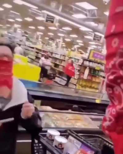 Gang members getting groceries