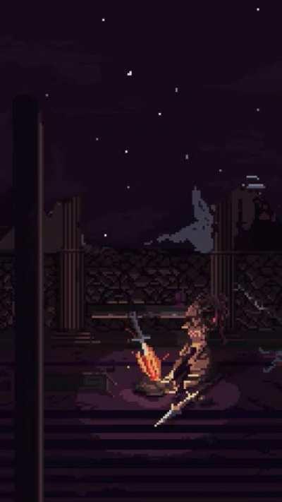 pixelart Bonfire before the abyss