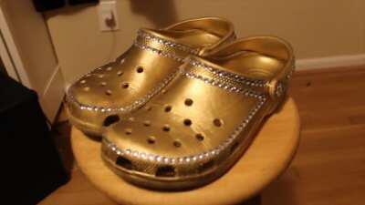 These Golden, Bedazzled Crocs that I made