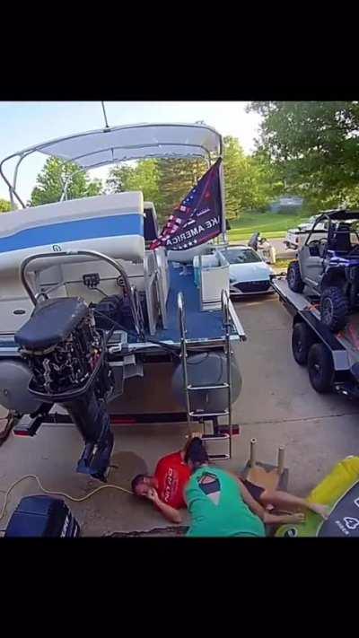 to stand on a flimsy bench.