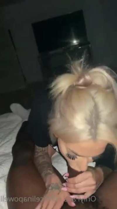 Blonde babe deepthroats bbc 🍫💦