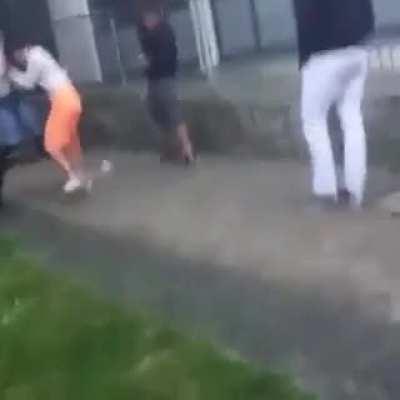 The smack heard round the world!!🌍🌍🌎Fight between European girls in skirts.