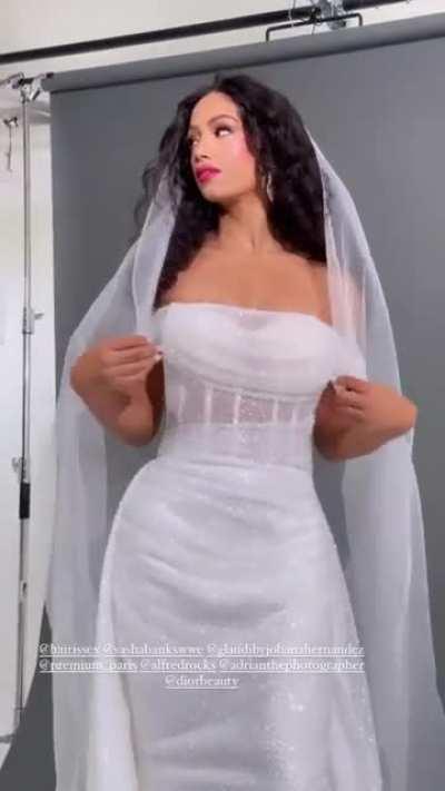 Face, beauty, body, legs… Mercedes Varnado / Sasha Banks bridal photoshoot for GLAUDI (potentially will be featured in Vogue Magazine)