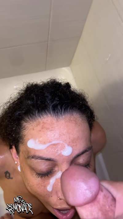 Taking her daily protein to the face