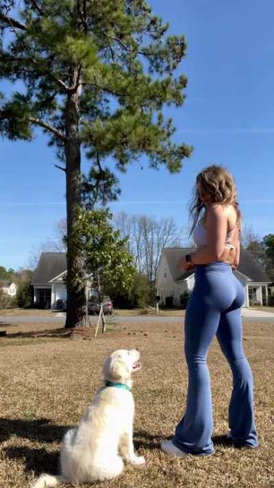 Training my 12 week old puppy… he is a fast learner (OC)