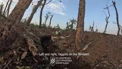 Translated: Disbandment of the 57th motorized rifle brigade of the Russian Federation. The publication of some details of yesterday's operation Go-Pro video of soldiers of the 1st company of the 1st mechanized battalion of the Third Assault Brigade.