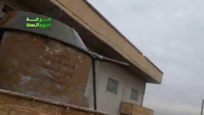 BMP-1 turret modified to work on a Toyota pickup by opposition forces in Syria - Al-Manshiya - 1/7/2016