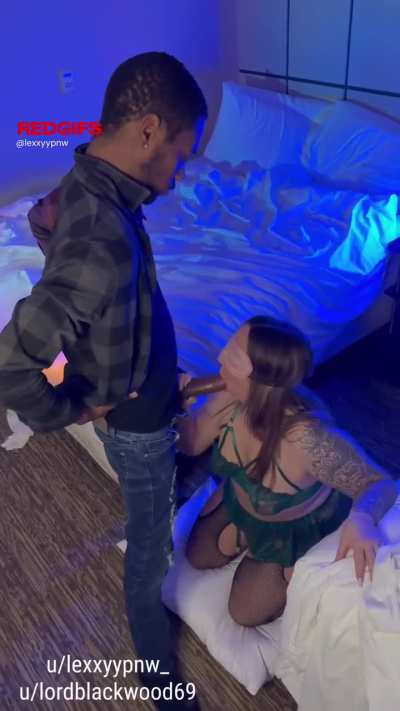 This is how you surprise your wife.. with a blindfold fold a new BBC to suck on