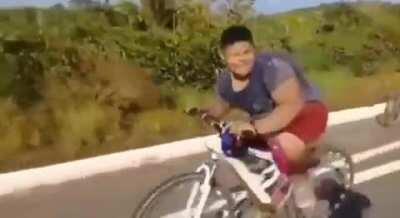 El grito le da el toque final al vídeo. Alguna vez se pegaron un palo así en la bici?