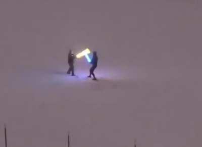 I tried to edit the brothers playing with lightsabers to look real