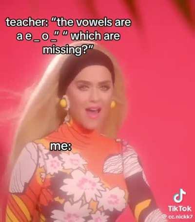 A e I o u and sometimes y 