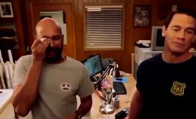 Cena trying not to break his character