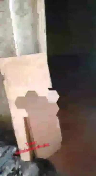 Russian soldier throws a grenade into his comrades