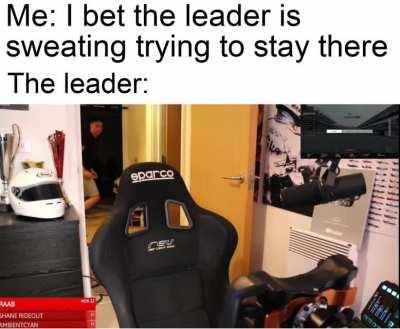 He sweating but not on track