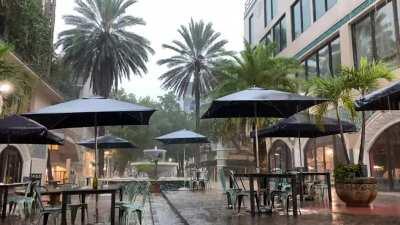 Enjoying an after work beer