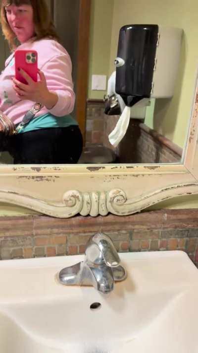 Feeling naughty while farting in a restaurant bathroom. Hoping someone from the big line of people waiting outside will enjoy it 😈