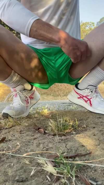 When I'm not driving my Uber, I'm stroking my cock in tiny shorts in Griffith Park
