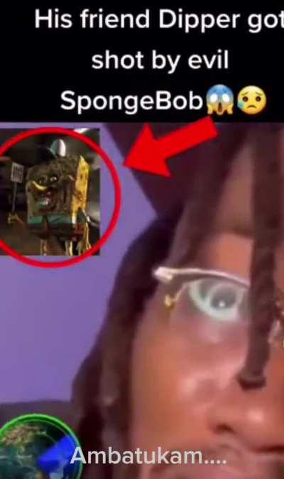 Man hiding in closet cries as his friend Dipper Ambatukam is killed by evil SpongeBob 😢