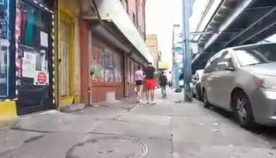 The drug filled streets of Philadelphia show people in the streets in a zombified frozen state.