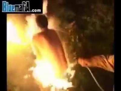 NSFW Dumbass +gasoline + slip n slide