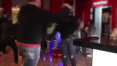 Police violently attacking customers and breaking places in a bar in Exárchia, Athens, Greece.