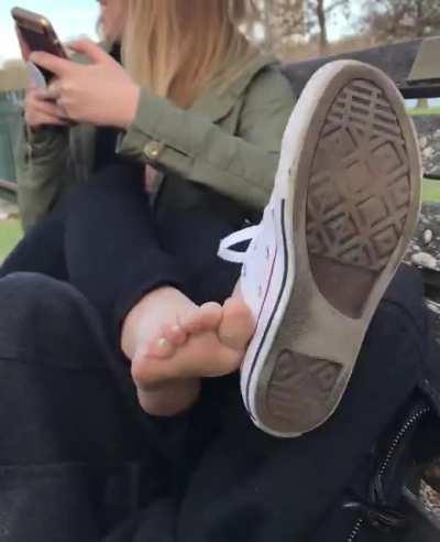 So you volunteered to clean up the park but the girl they paired you with convinces you to slack off. 2 seconds after you sit down, she kicks off her shoes…