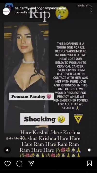 Main character fakes her own death, comes out with a video the next day saying she did to raise awareness about cervical cancer, gets blasted on the internet by 99.99% people.