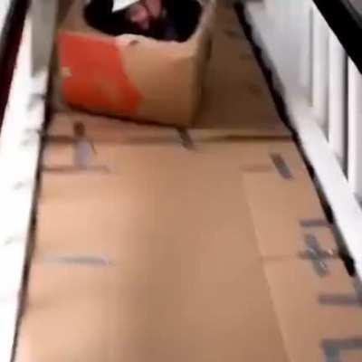 Home made cardboard slide