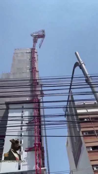 A shocking video has emerged from, Bangkok, Thailand, showing the terrifying moment a crane operator was ejected from his cab on top of a skyscraper during the 7.7 magnitude earthquake that struck the region.