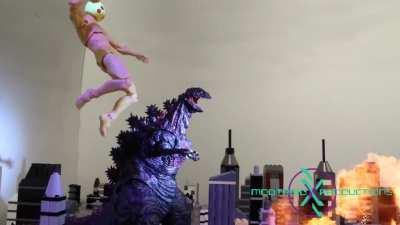 Just finished this stop motion project using most of my Godzillas and a custom buff Pikachu figure!