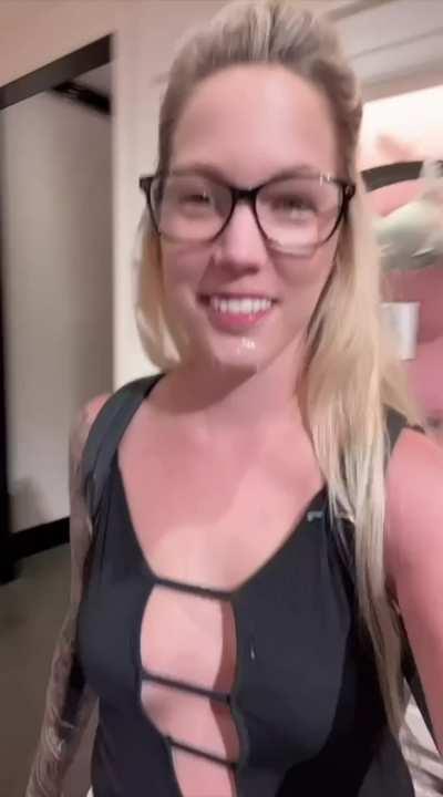 He bought me lingerie so I sucked his dick in the dressing room, it just felt right so I let him give me a facial and walked around the mall with it [GIF]