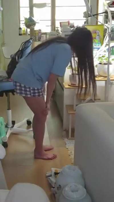 Aria taking care of her plants - April 2025