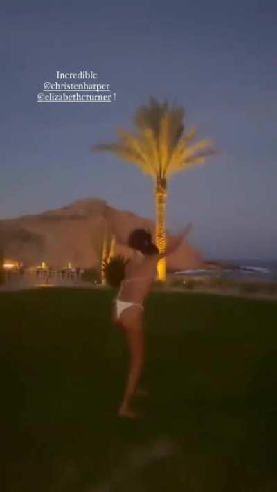 She's doing somersaults