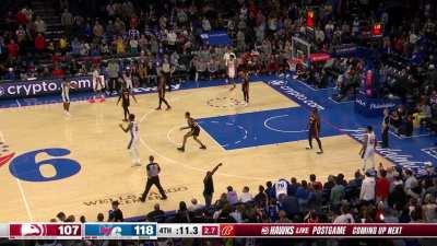 [Highlight] Embiid just hucks it in from downtown to beat the shotclock for 42