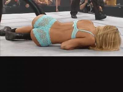 Stacy Keibler stripped to her blue bra and panties