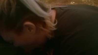 Star sucking cock at the bar