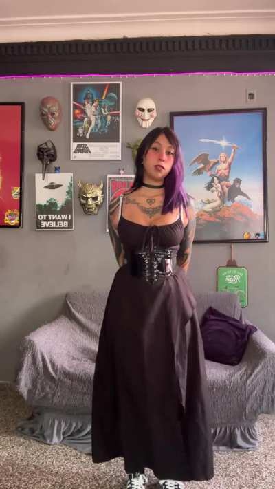 Long black dress with corset