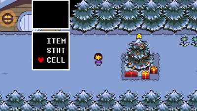 Part of snowdin from undertale recreated in minecraft