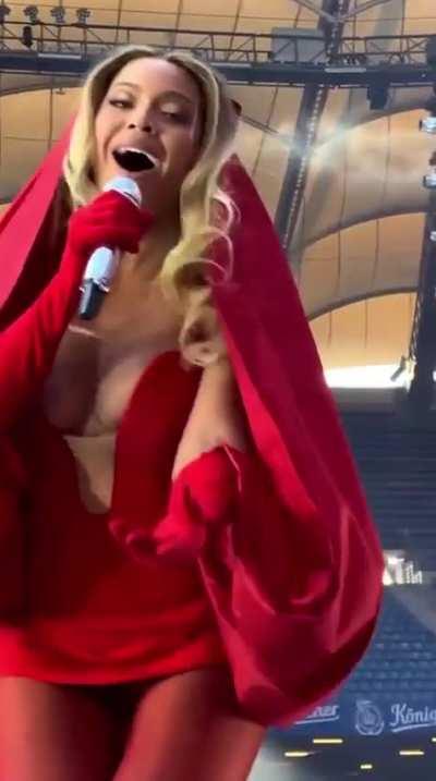 Lovely red outfit while performing “I Care” during Renaissance Tour