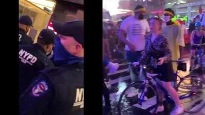 Both angles of the car plowing into protestors last night side by side, and lined up using audio from both.