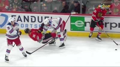 Slow motion close up angle of the Trouba hit on Khaira