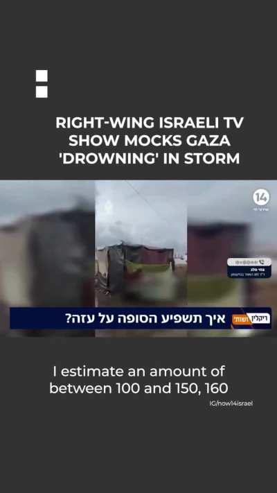 A broadcast on Israel’s right-wing Channel 14 openly celebrated a severe winter storm that’s hitting Gaza, with participants expressing hope that flooding would ‘drown’ the territory and even voicing indifference to whether ‘any people’ survive.