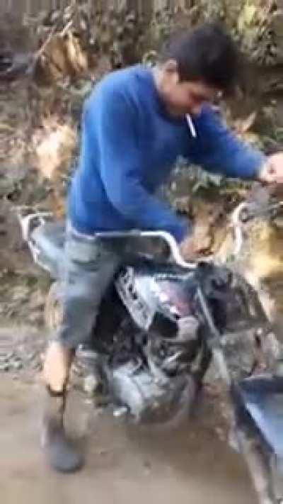 Lighting up a cigarette