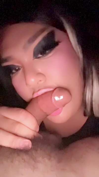 Had to get his cock nice and wet before he fucked my pussy raw 