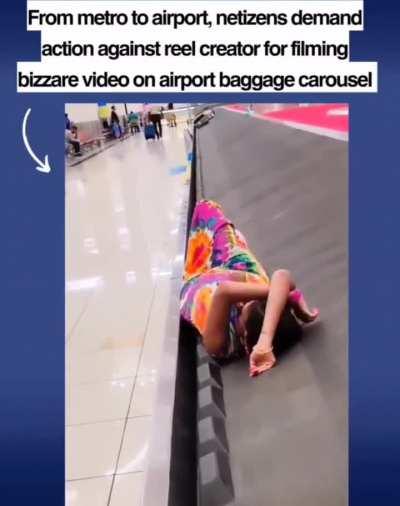 From metro to airport, netizens demand action against reel creator for filming bizzare video on airport baggage carousel