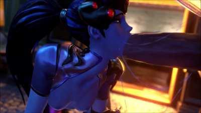 Widowmaker getting throat fucked by her horse (TheBartender)