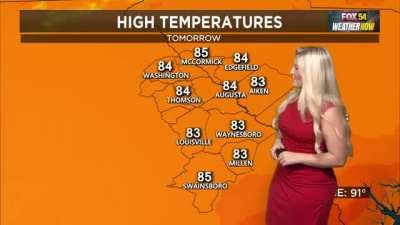 Tori Smith in Tight Red Dress -- FOX 54 Weather Now -- 9-01-23