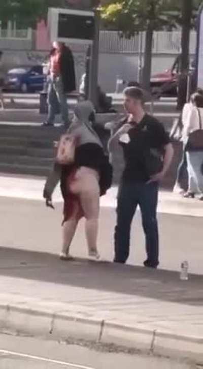 He tried to make her stop what she’s doing - and she assaulted him, happened in my city