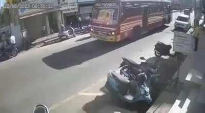 CCTV Footage: Woman jumps in front of bus to pay son's college fees and dies. [Salem, India].